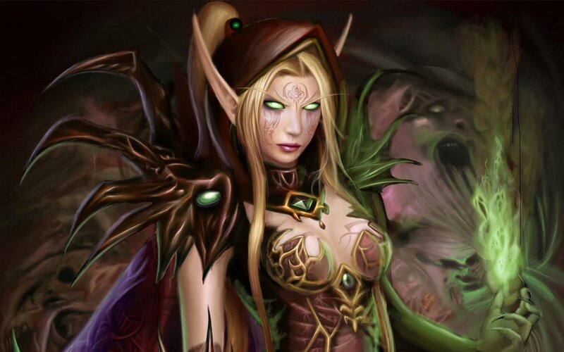 Elven sorceress with green magic