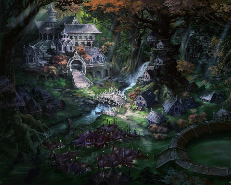 Elven Village in Forest — Green