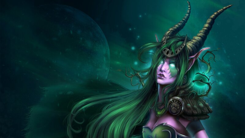 Elven warrior with green hair