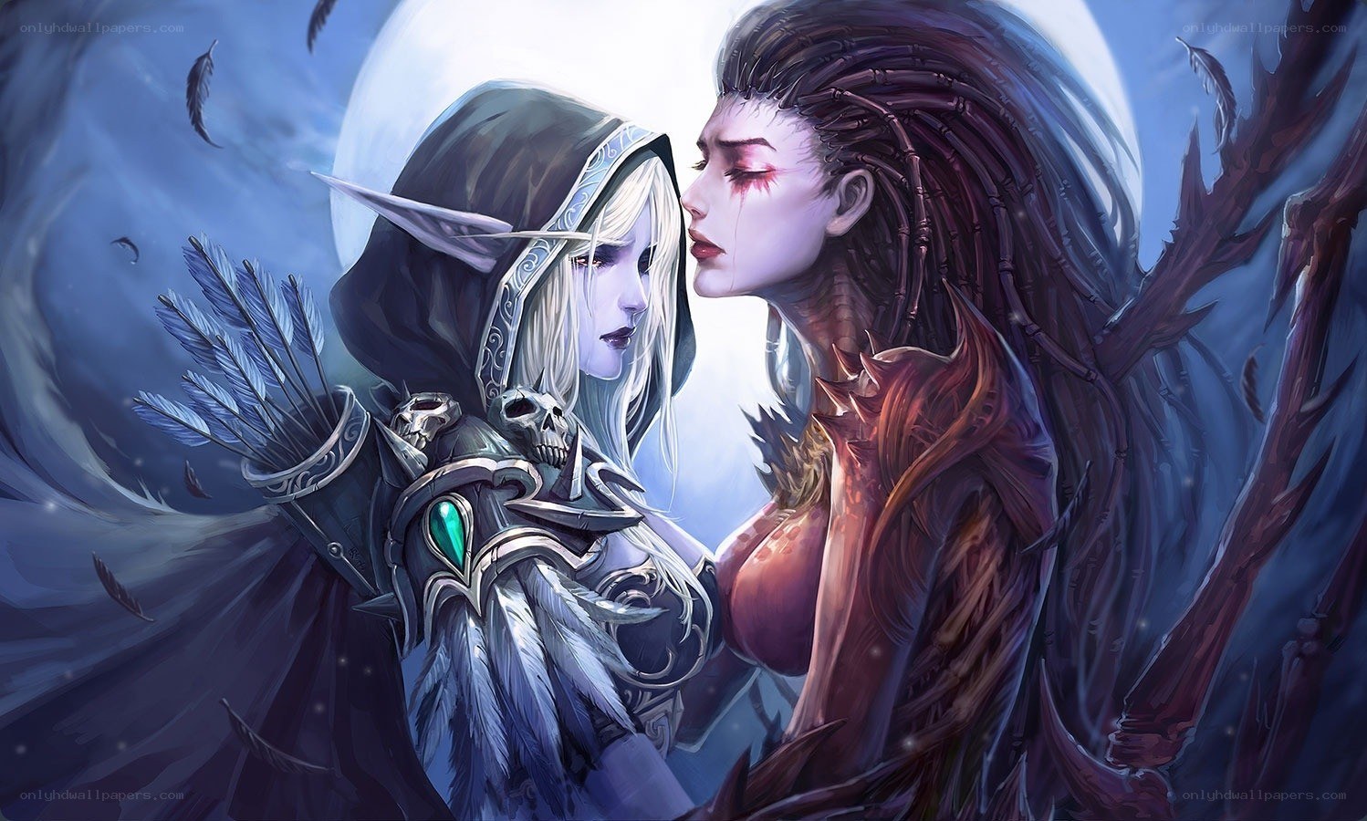Elven warriors in moonlight