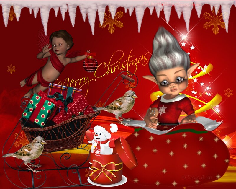 Elves and Gifts in Sleigh