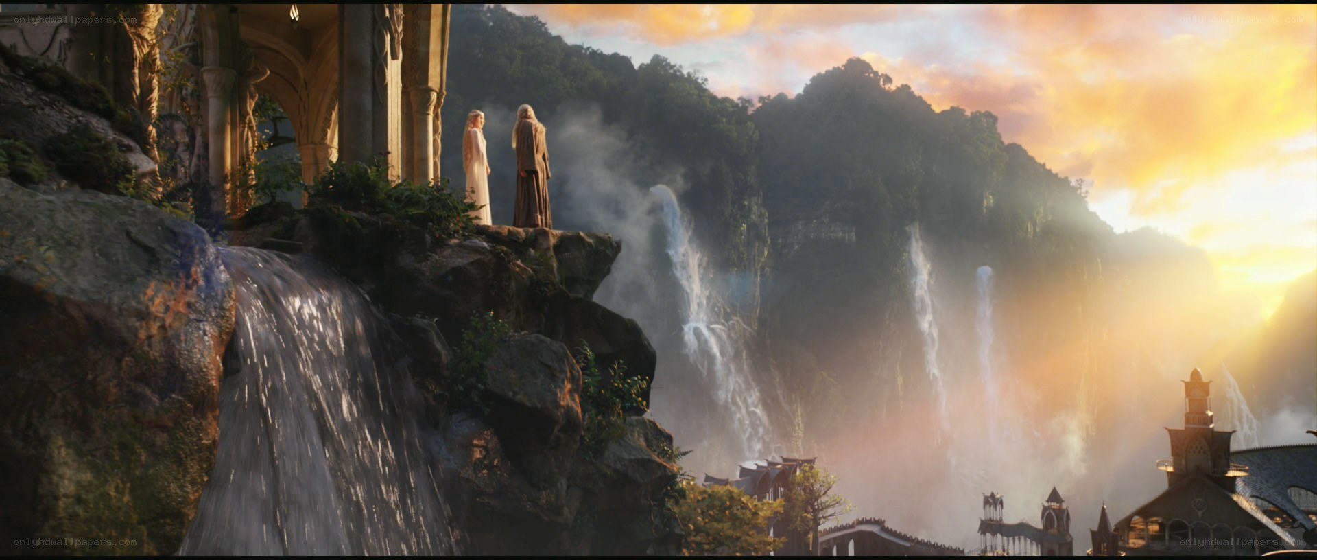 elves at a waterfall vista