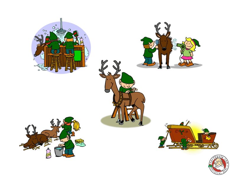 Elves Grooming Reindeer