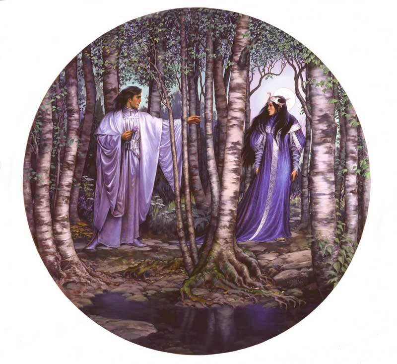 Elves in a birch forest