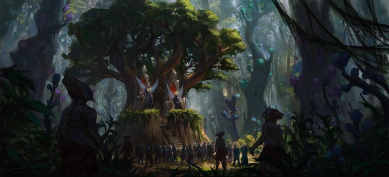 Elves in a Forest Clearing — Green