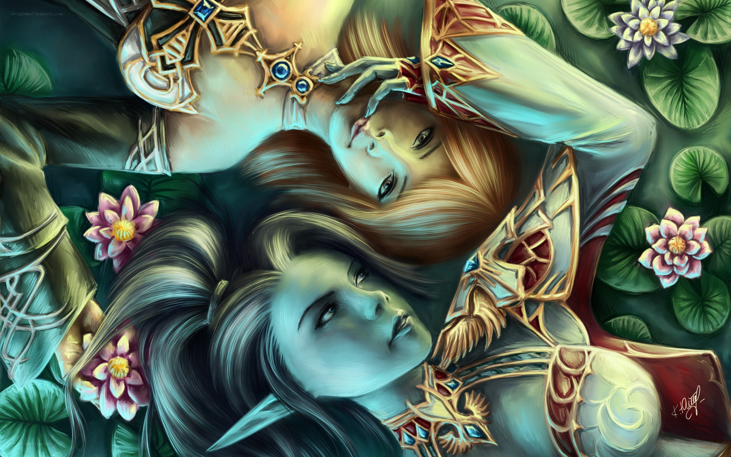 elves in a lily pond
