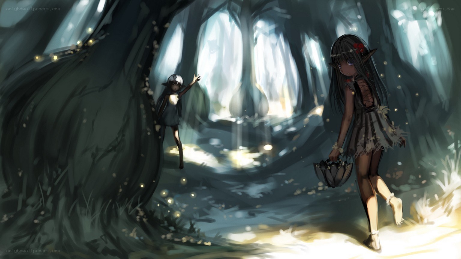 elves in a mystical forest
