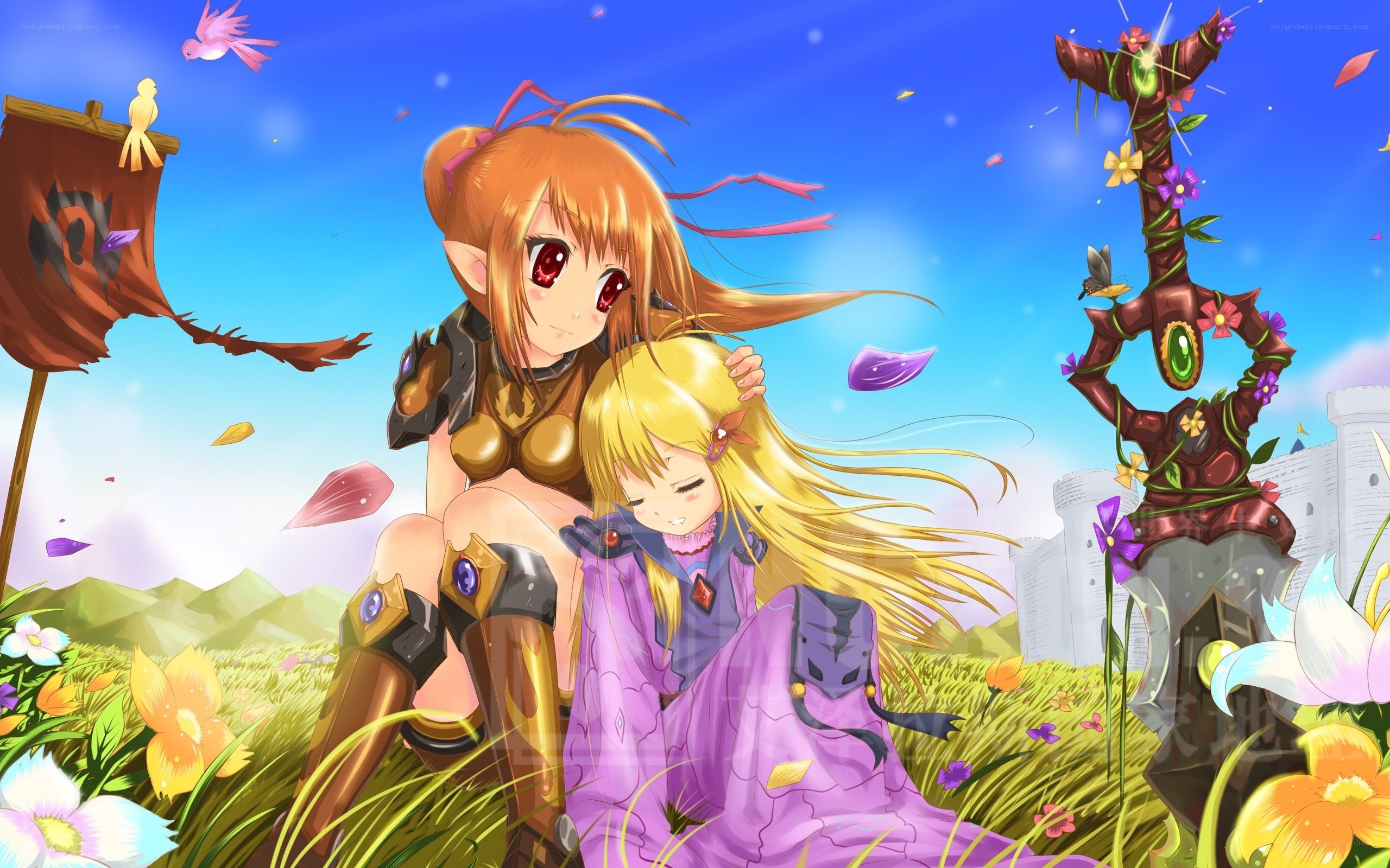 Elves in a sunny field