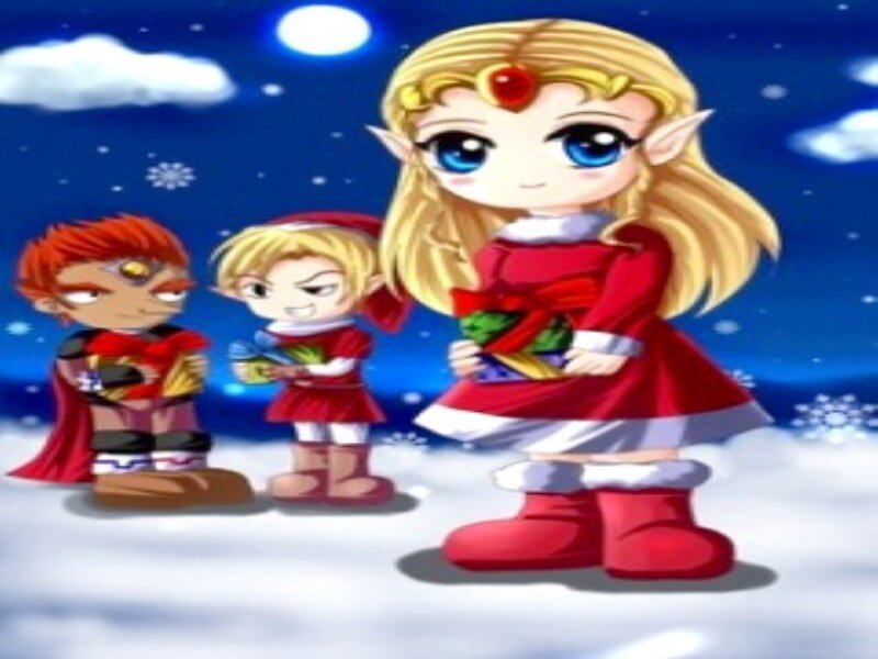 elves in winter scene