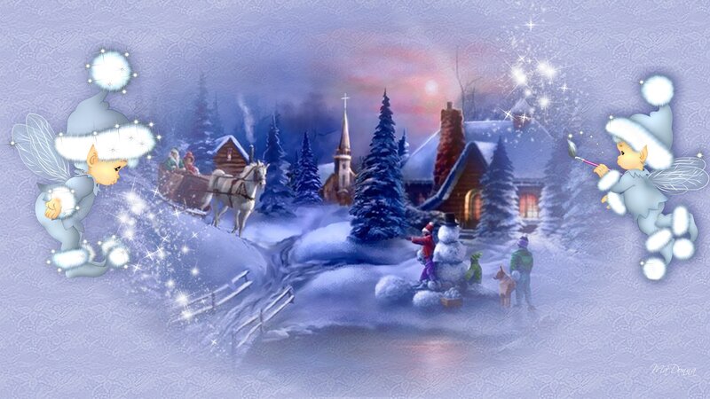 Elves in Winter Village