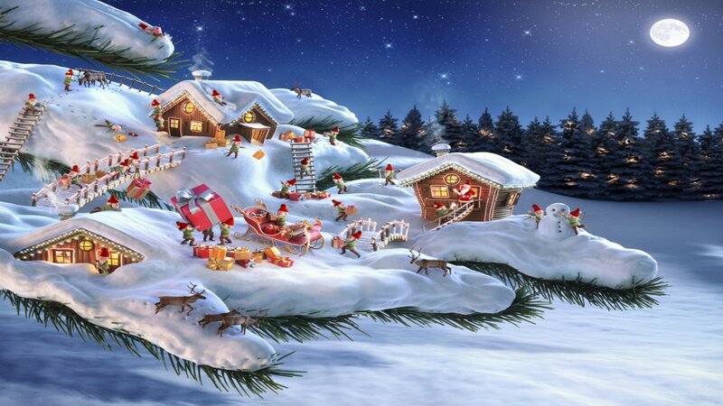 Elves in Winter Village — White