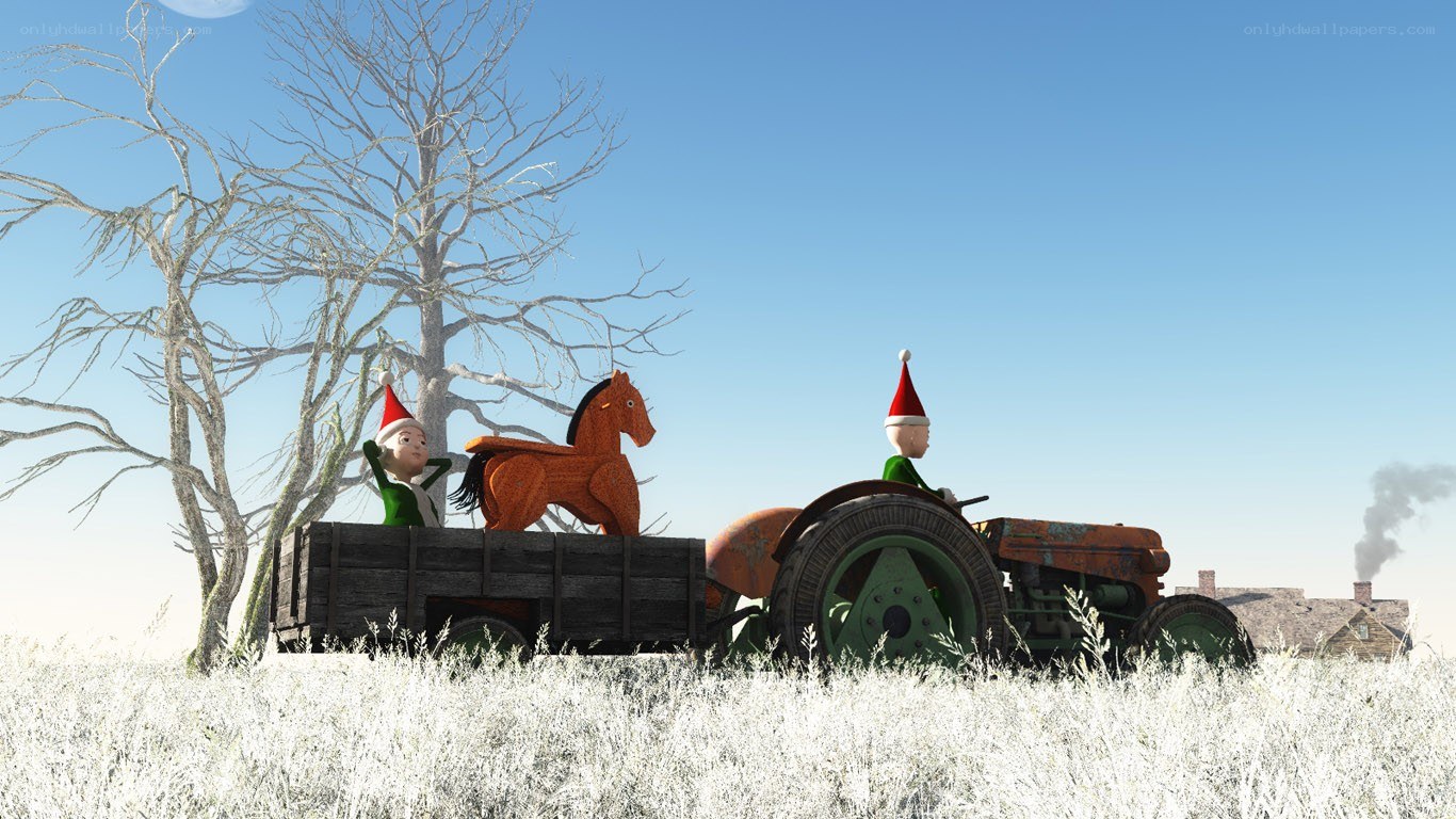 elves on a tractor