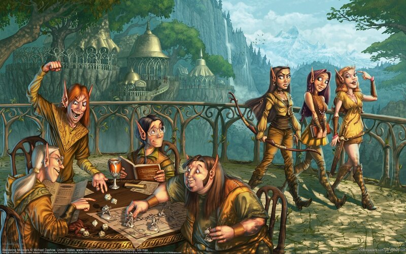 Elves Playing Tabletop Game — Green