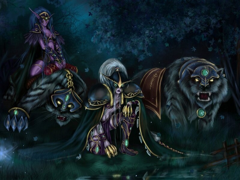 Elves with Feline Mounts