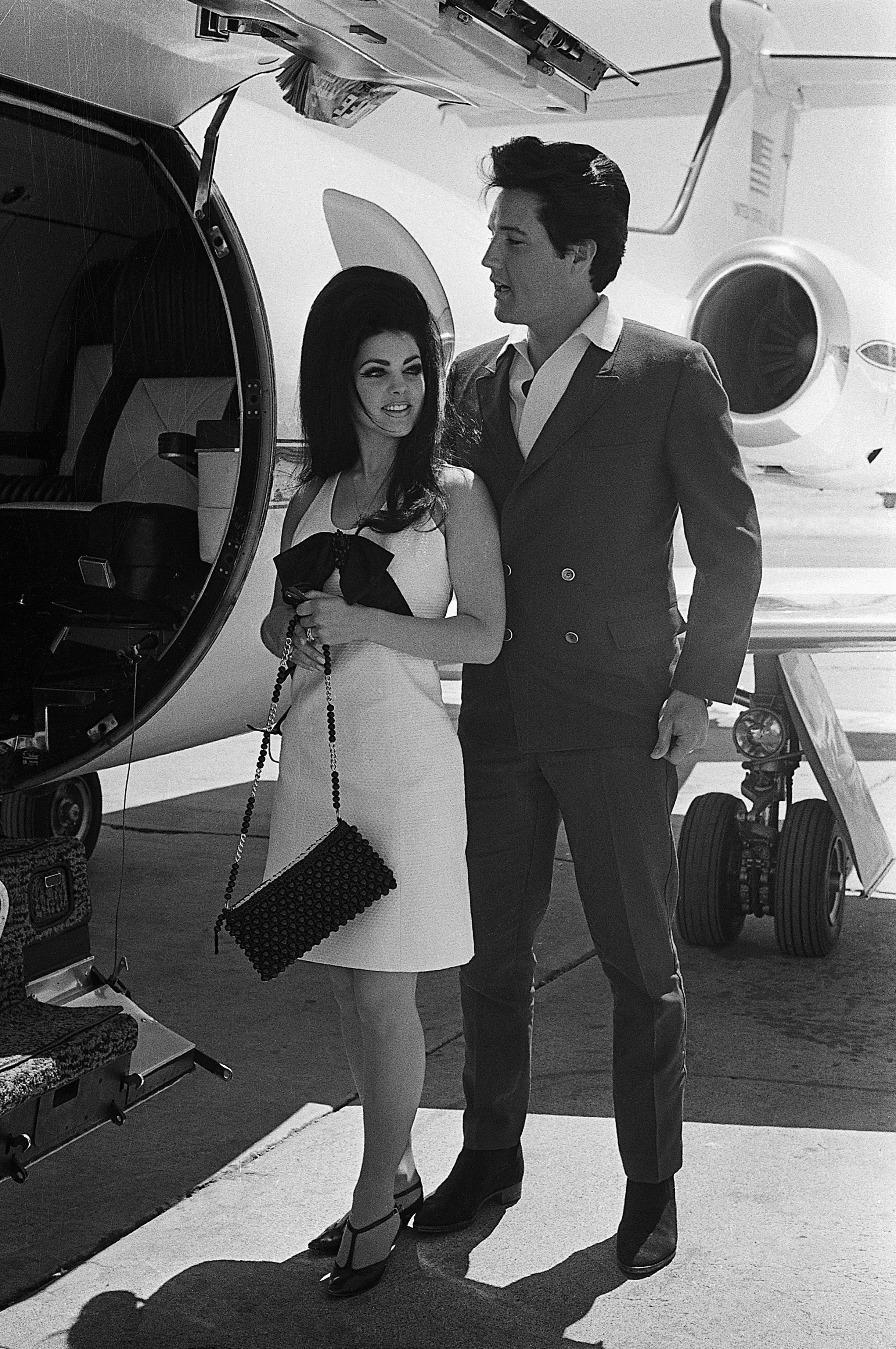 Elvis and Priscilla at private jet