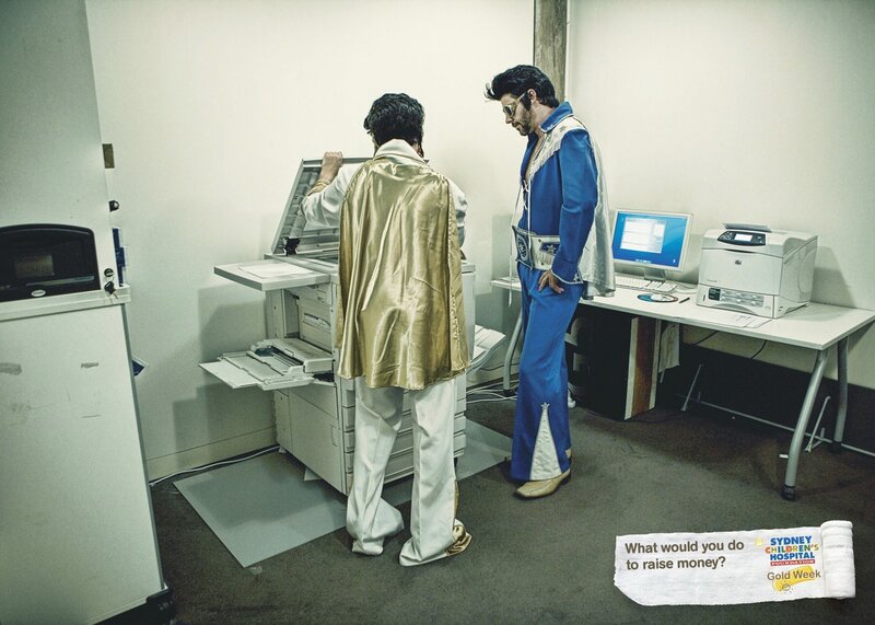 Elvis impersonators at copier