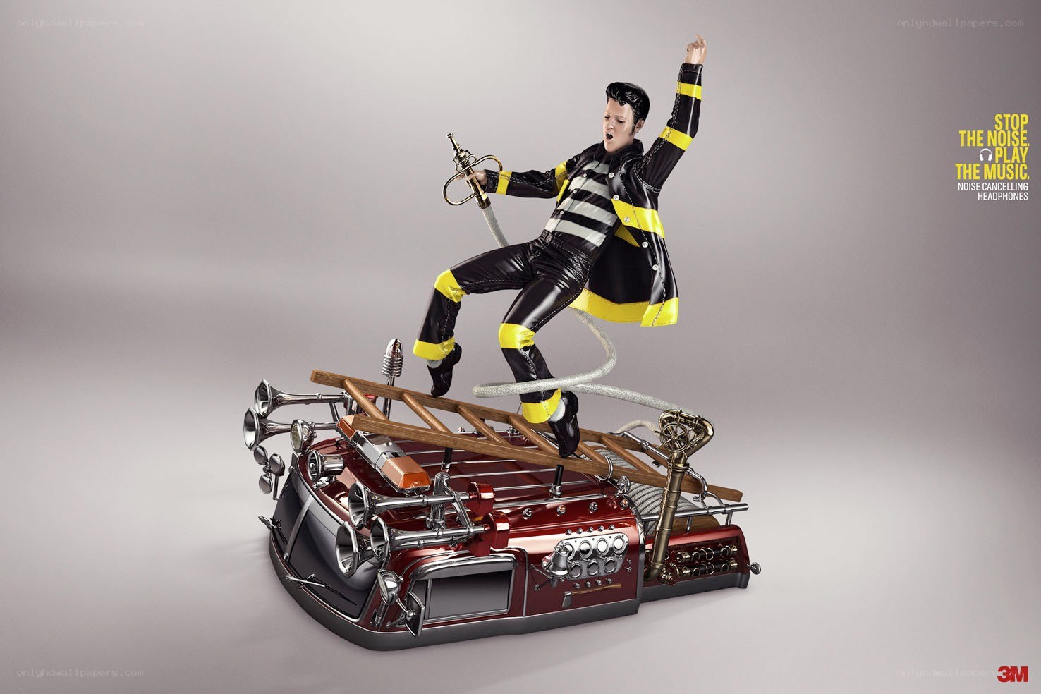 Elvis on a fire truck