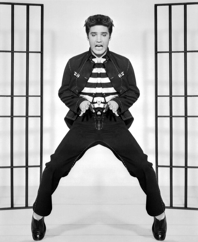 Elvis Presley in jailhouse outfit