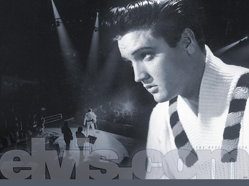 Elvis Presley on Stage — Black, Dramatic, Night