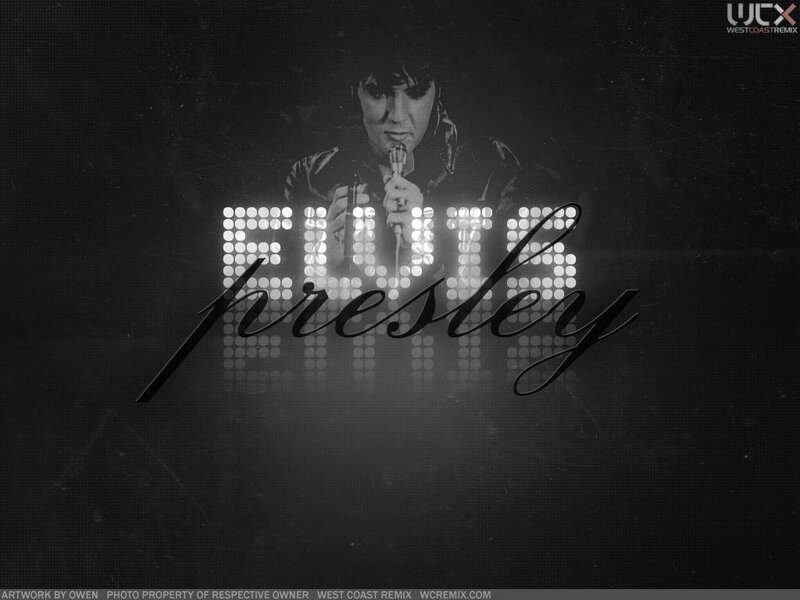 Elvis Presley on Stage — Black, Dramatic, Photograph