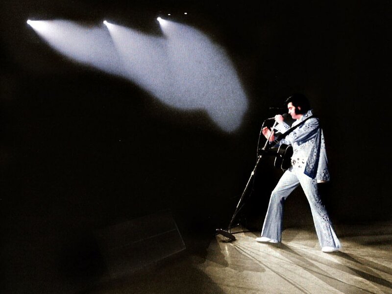 Elvis Presley on Stage — Black, Dramatic