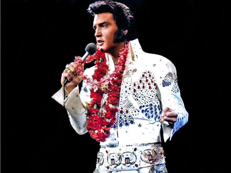 Elvis Presley on Stage — White, Dramatic