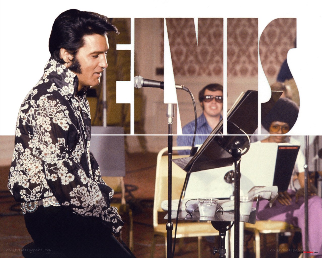 Elvis Presley performing on stage