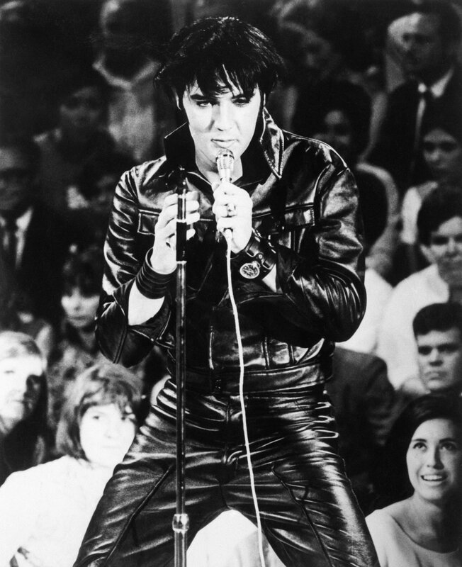 Elvis Presley performing on stage