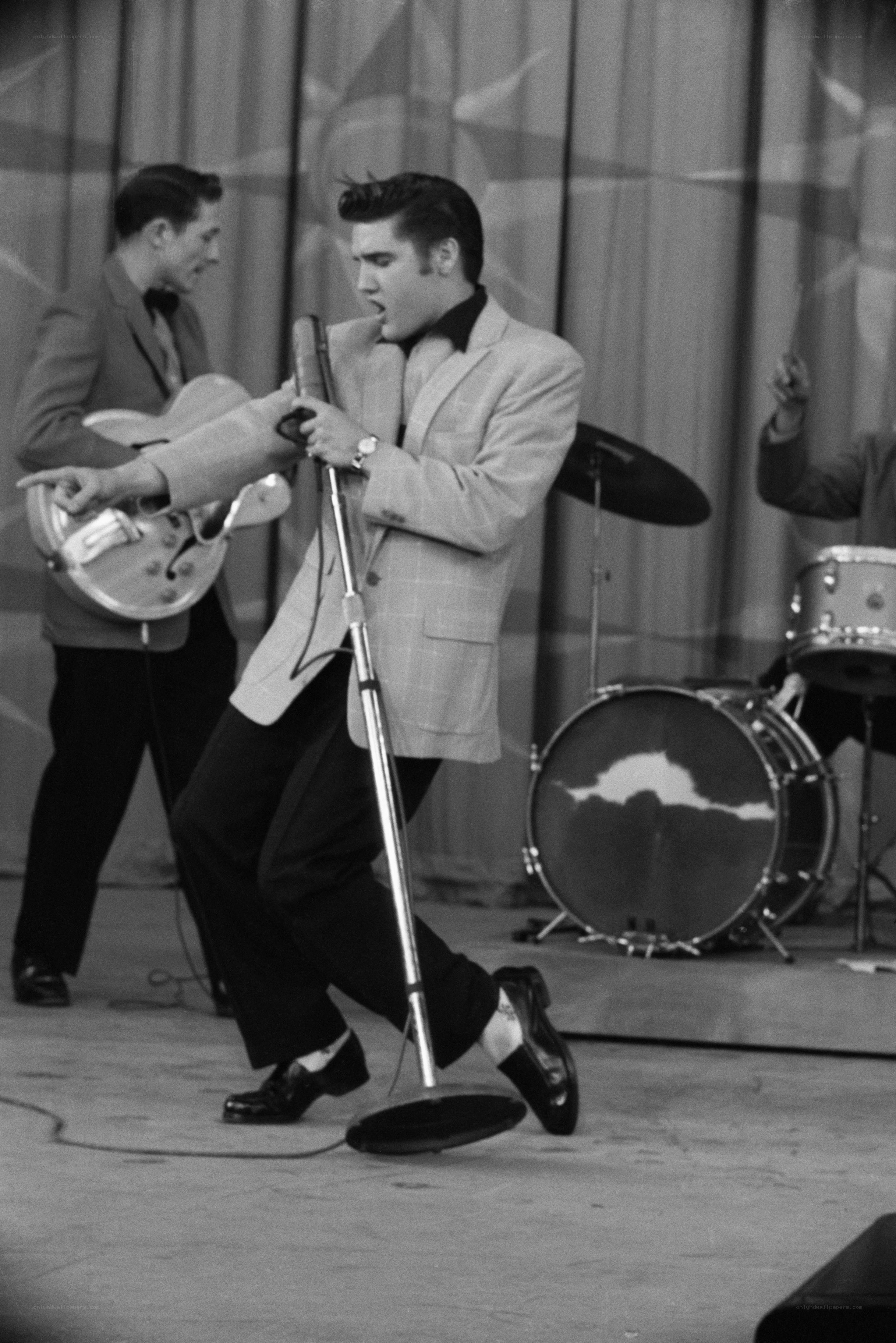 Elvis Presley performing on stage