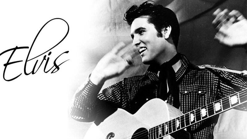 Elvis Presley Playing Guitar — Black, Dynamic, Photograph, Hand Gesture