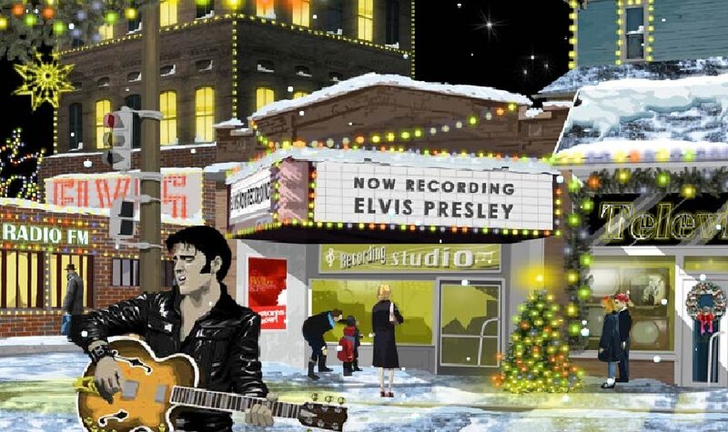 Elvis Presley Playing Guitar — Yellow