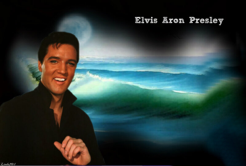 Elvis Presley Portrait — Black, Dramatic, Night