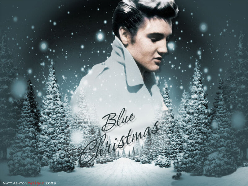 Elvis Presley Portrait — Blue, Festive, Winter