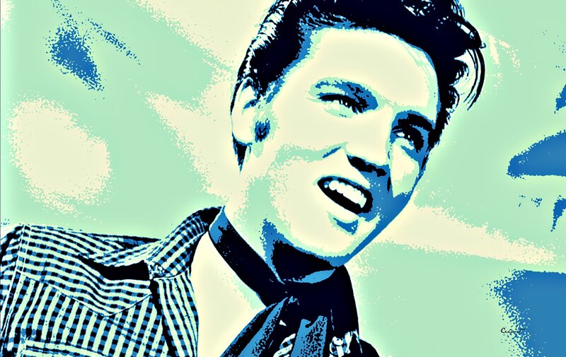 Elvis Presley Portrait — Blue, Vibrant