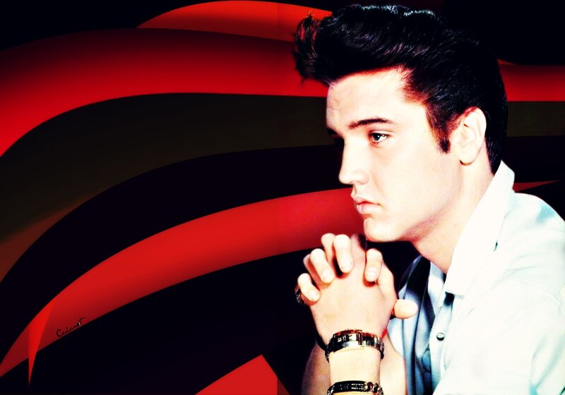 Elvis Presley Portrait — Red, Dramatic