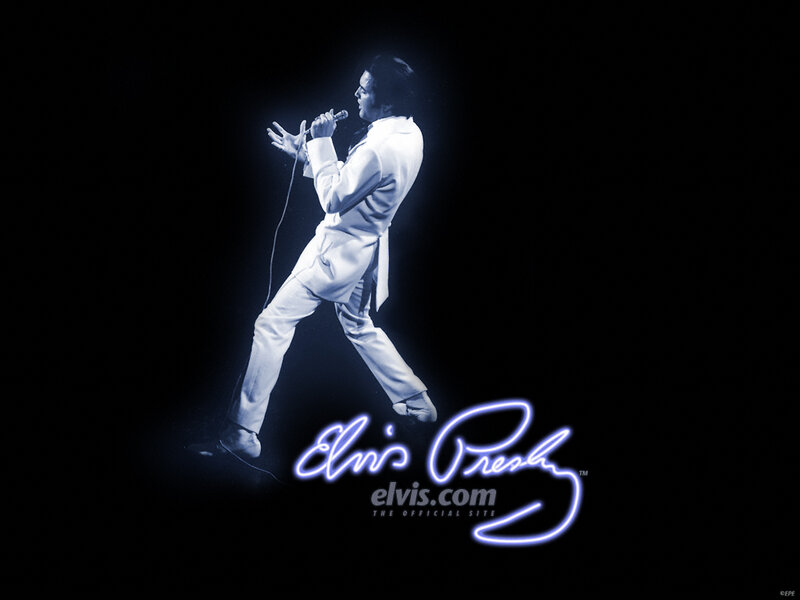 Elvis Presley Singing — Black, Dramatic, Night, Photograph, Microphone