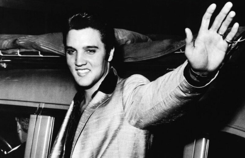 Elvis Presley Waving — Black, Energetic
