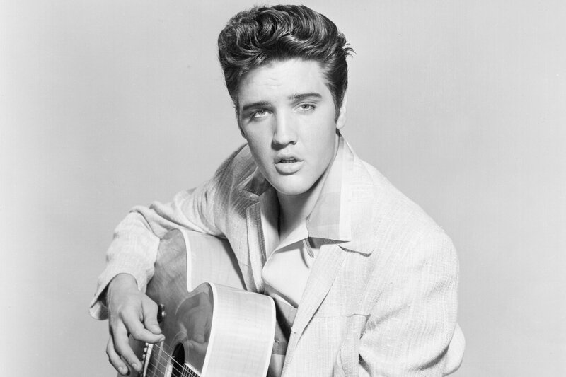 Elvis Presley with Guitar — Black, Neutral