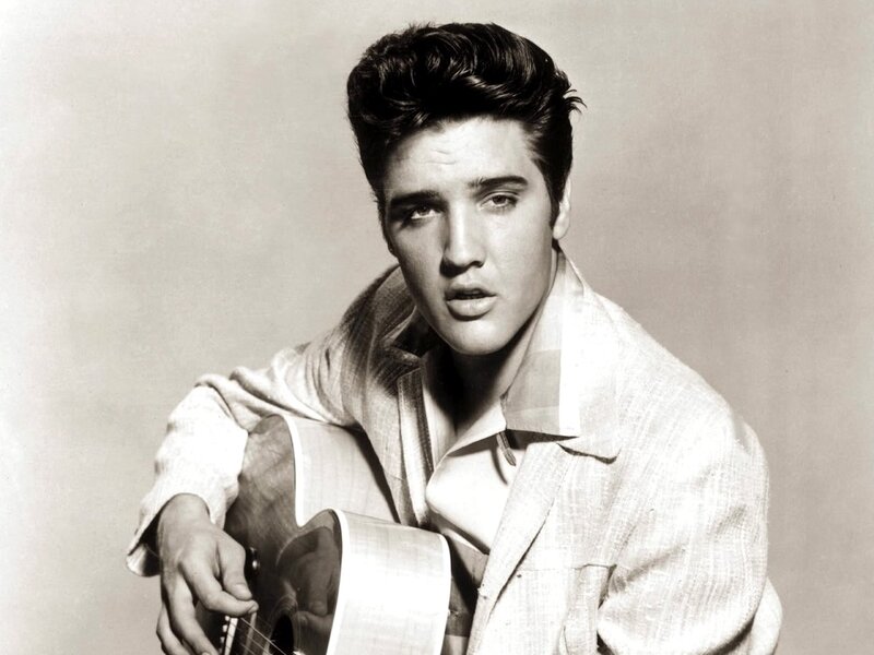 Elvis Presley with Guitar — Black