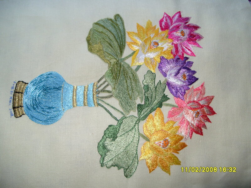 embroidered floral bouquet