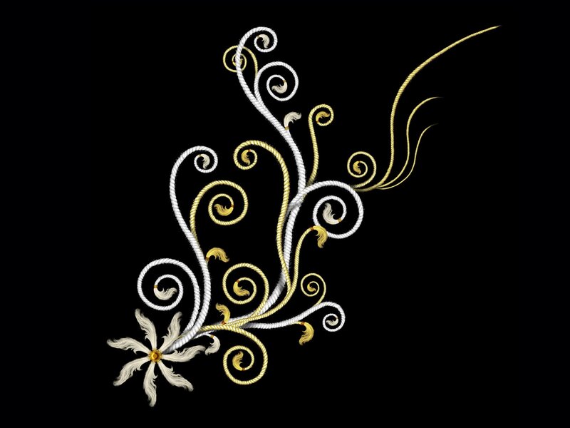 Embroidered Floral Design — Black