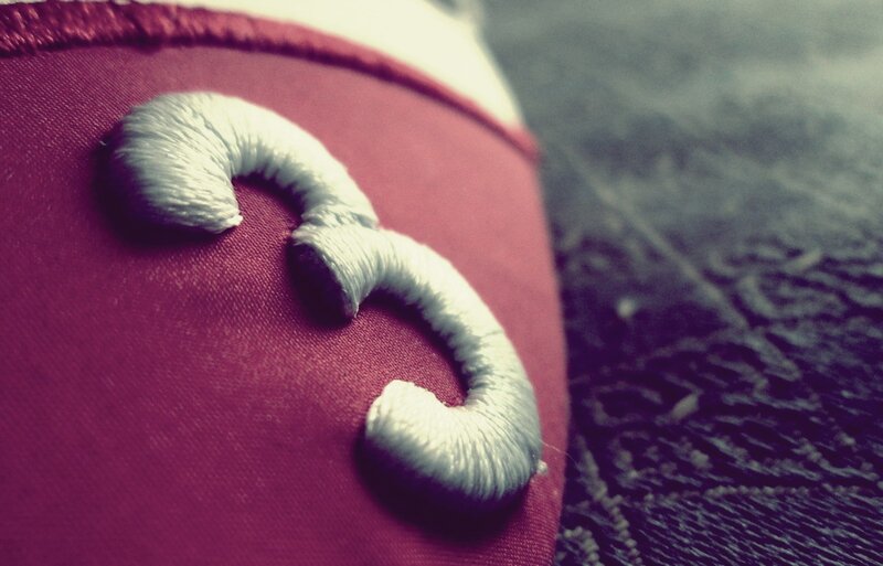 Embroidered Number Three — Red