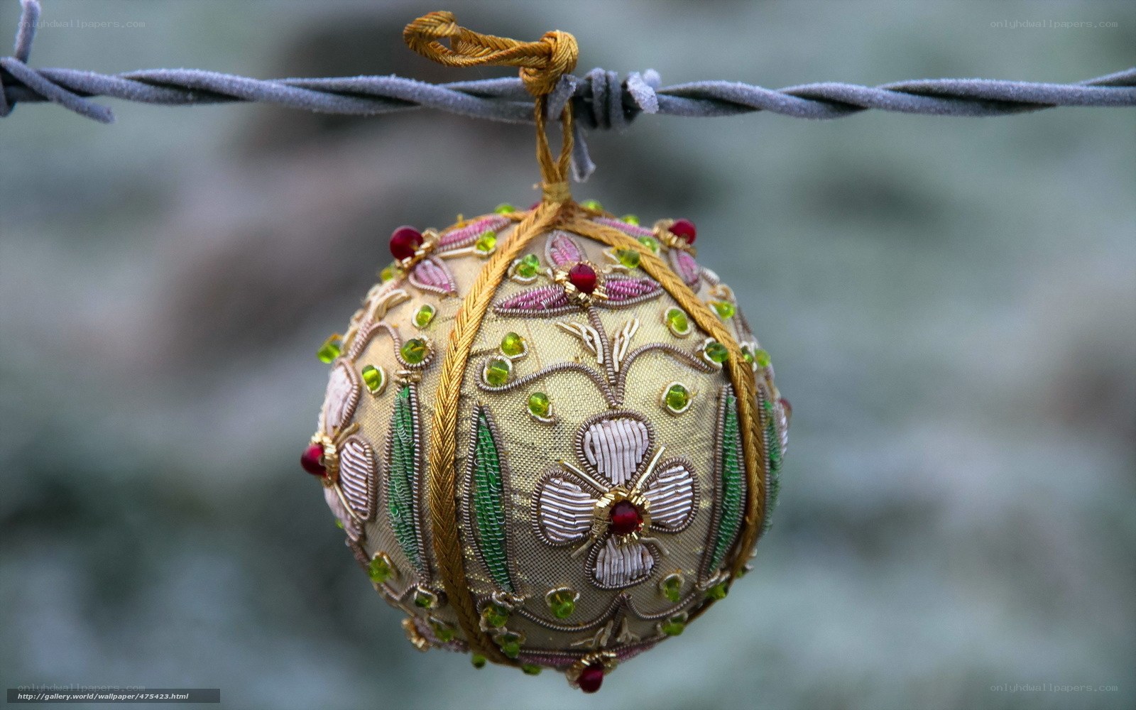 embroidered ornament on barbed wire