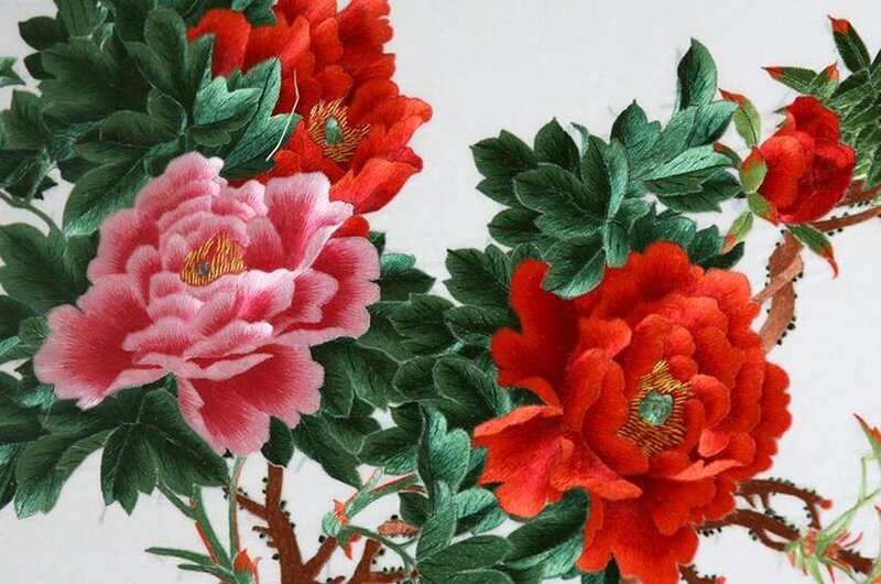 Embroidered Peony Flowers
