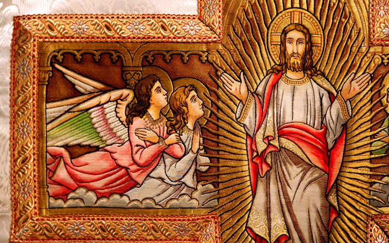 Embroidered Religious Scene