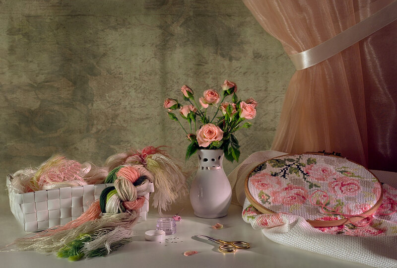 Embroidery Supplies on Table