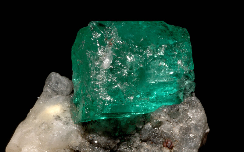 Emerald crystal on matrix