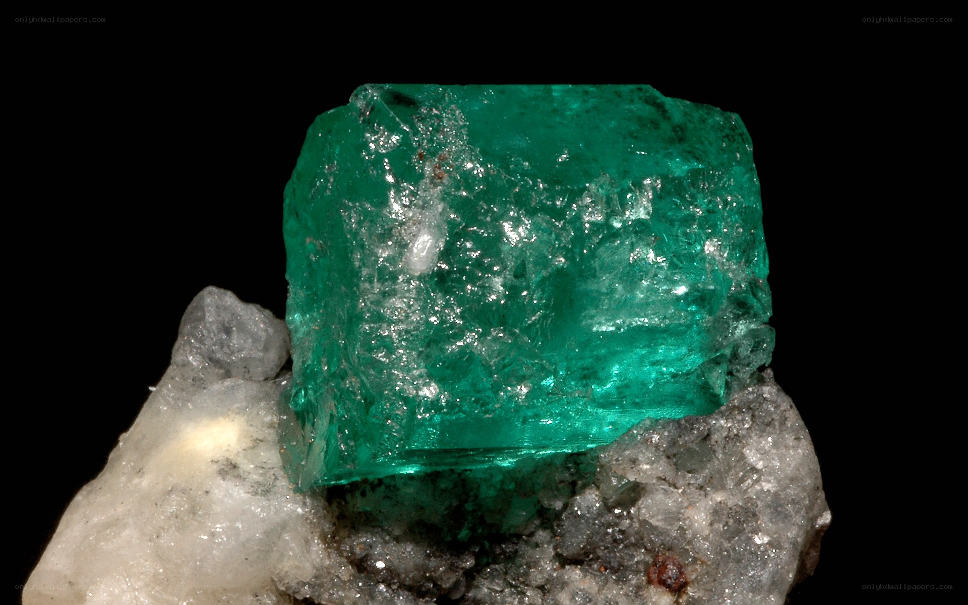 Emerald crystal on matrix