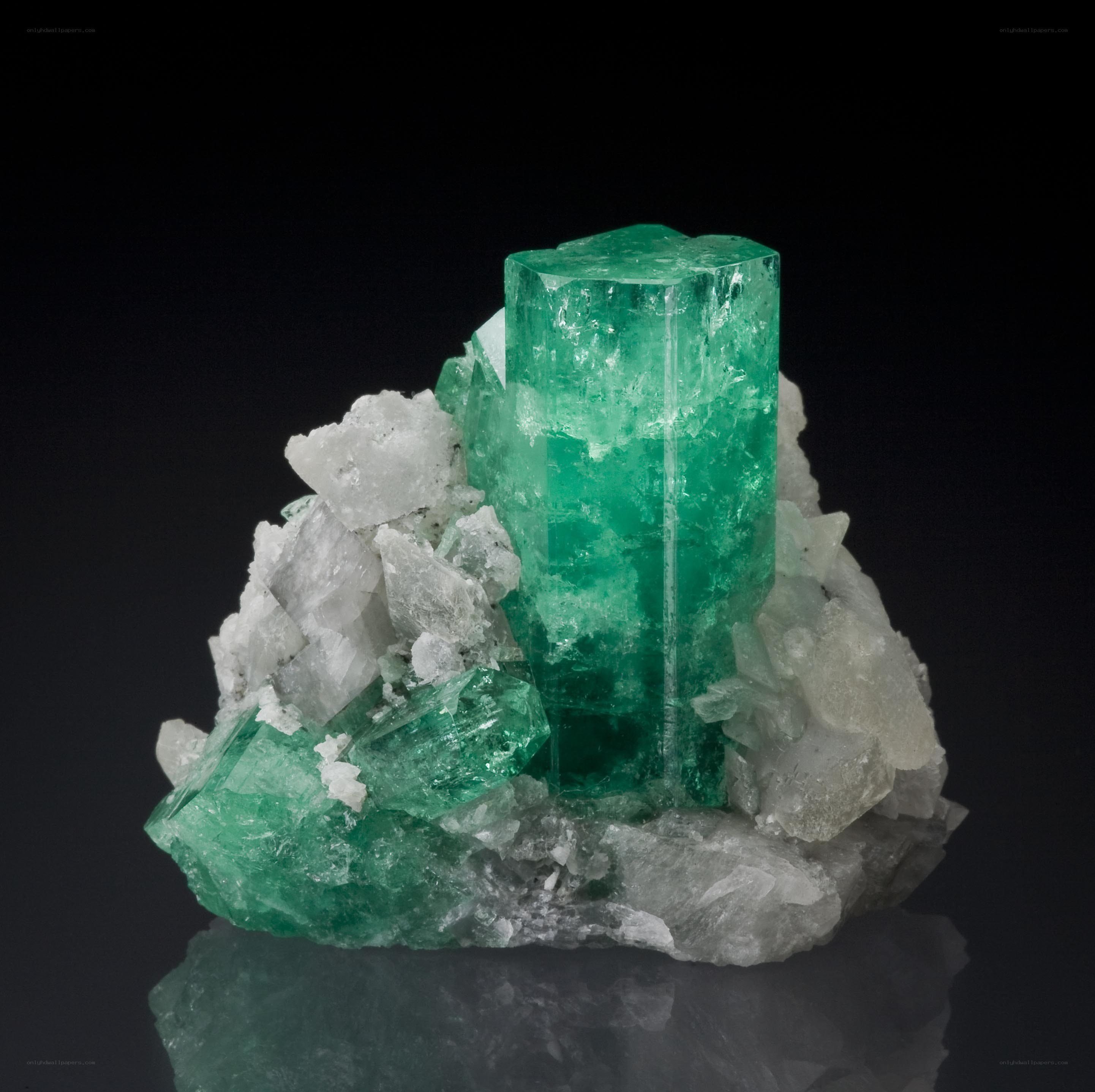 Emerald crystal on matrix