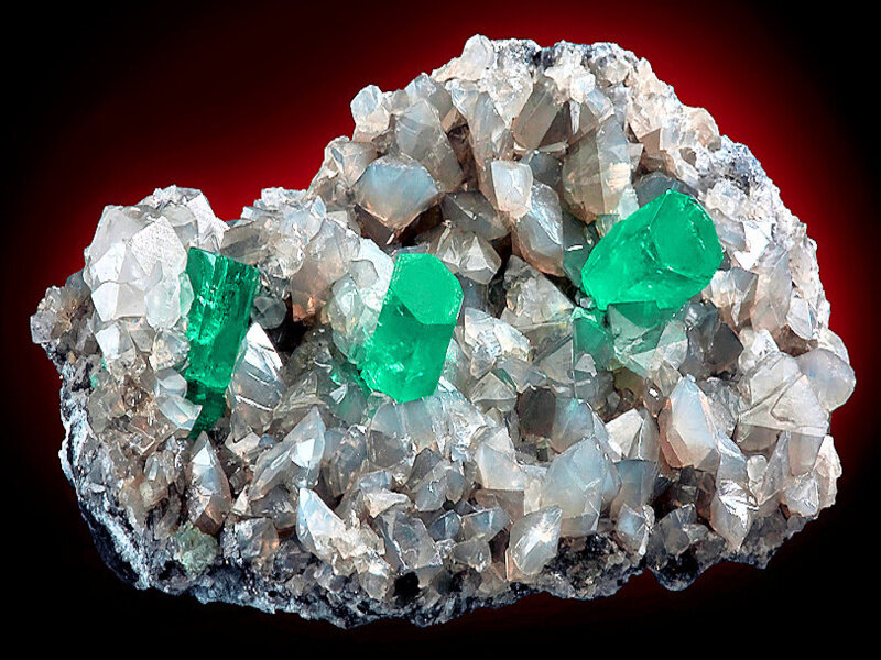 Emerald Crystals on Matrix — Green